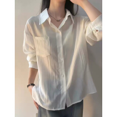 批发<b class='q'>白色</b><b class='q'>衬衫</b>女款夏季老钱风高级感长袖亚麻<b class='q'>衬衣</b>宽松慵懒垂感休闲外套