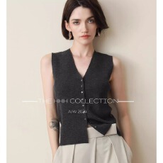 3HLADY早春老钱德国扬子纱120S超细美丽诺羊毛修身弹力针织马甲