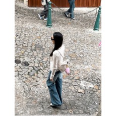 批发简约甜美风花卉<b class='q'>印花</b>长袖针织开衫春季时尚洋气减龄外搭圆领上衣女