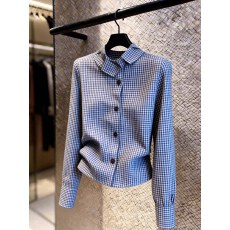 批发通勤风舒适百搭蓝色格子衬衫女2026早春别致<b class='q'>个性</b><b class='q'>时尚</b>气质百搭长袖