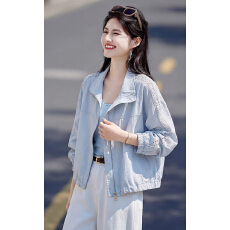 批发镂空蕾丝花边拼接休闲外套女26春季新款洋气减龄百搭小个子夹克