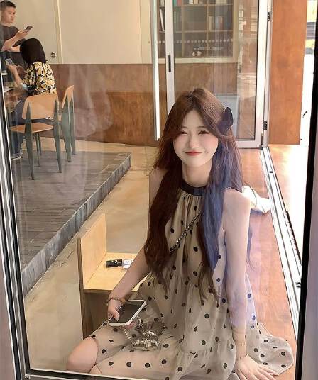 민소매 오프숄더 도트 무늬 드레스 아이들 여름 작은 키 차 휴식 프랑스식 해변가 휴가 미니 스커트