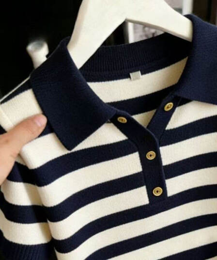 표지 배 스트라이프 POLO 칼라 짧은 소매 위버 여름 얇은 스타일 트렌드 티셔츠 루즈핏 맨위