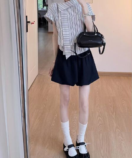 한 부서 학원 스타일 고급 센스 불규칙 민소매 여성 셔츠 2026 여름 새로운 고유 한 캐주얼 셔츠 투피스 세트