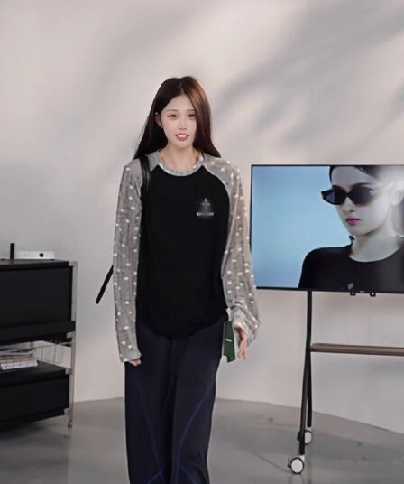 도트 무늬 삽입 어깨 소매 배색 자외선 차단 블라우스 여성 여름 통기성 긴팔 티셔츠 맨위