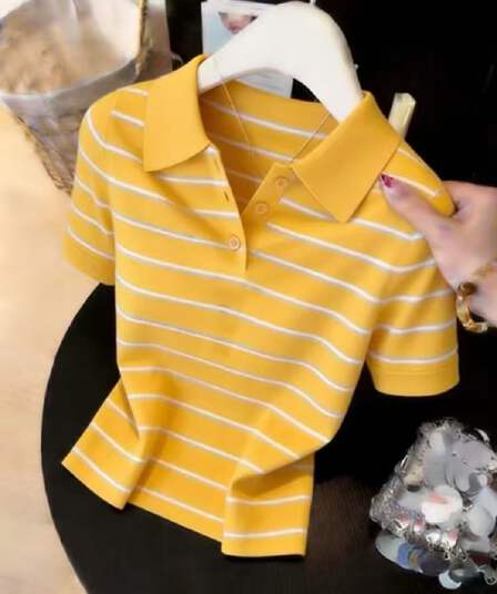 2026 여름 새로운 한 부서 고급 센스 스트라이프 POLO 칼라 반팔 맨위 패션 연령 감소 다용도 품격 작은 셔츠
