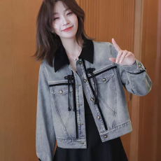 批发中国风盘扣高级感春季新款复古休闲时尚减龄牛仔<b class='q'>夹克</b>上衣