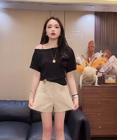 부드러운 찹쌀 한 단어 1984 여름 비스듬한 칼라 오프숄더 품격 슬림해 보이는 다용도 작은 맨위