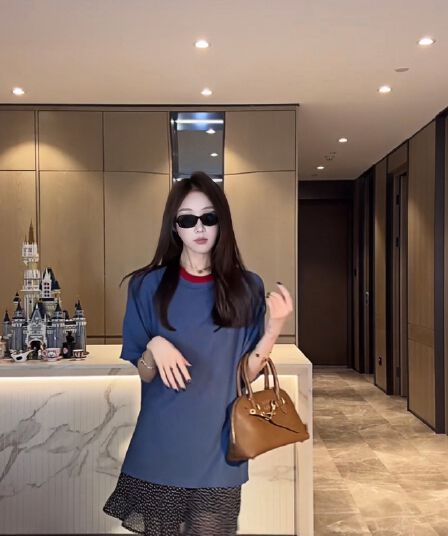 배색 프로필 모양 느슨함 센스 t