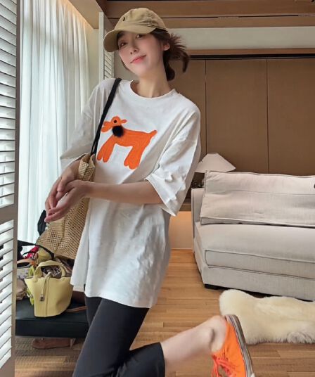 여름 오래된 반팔 트렌드 패션 루즈핏 여름 고급 품격 반소매 티셔츠 여성