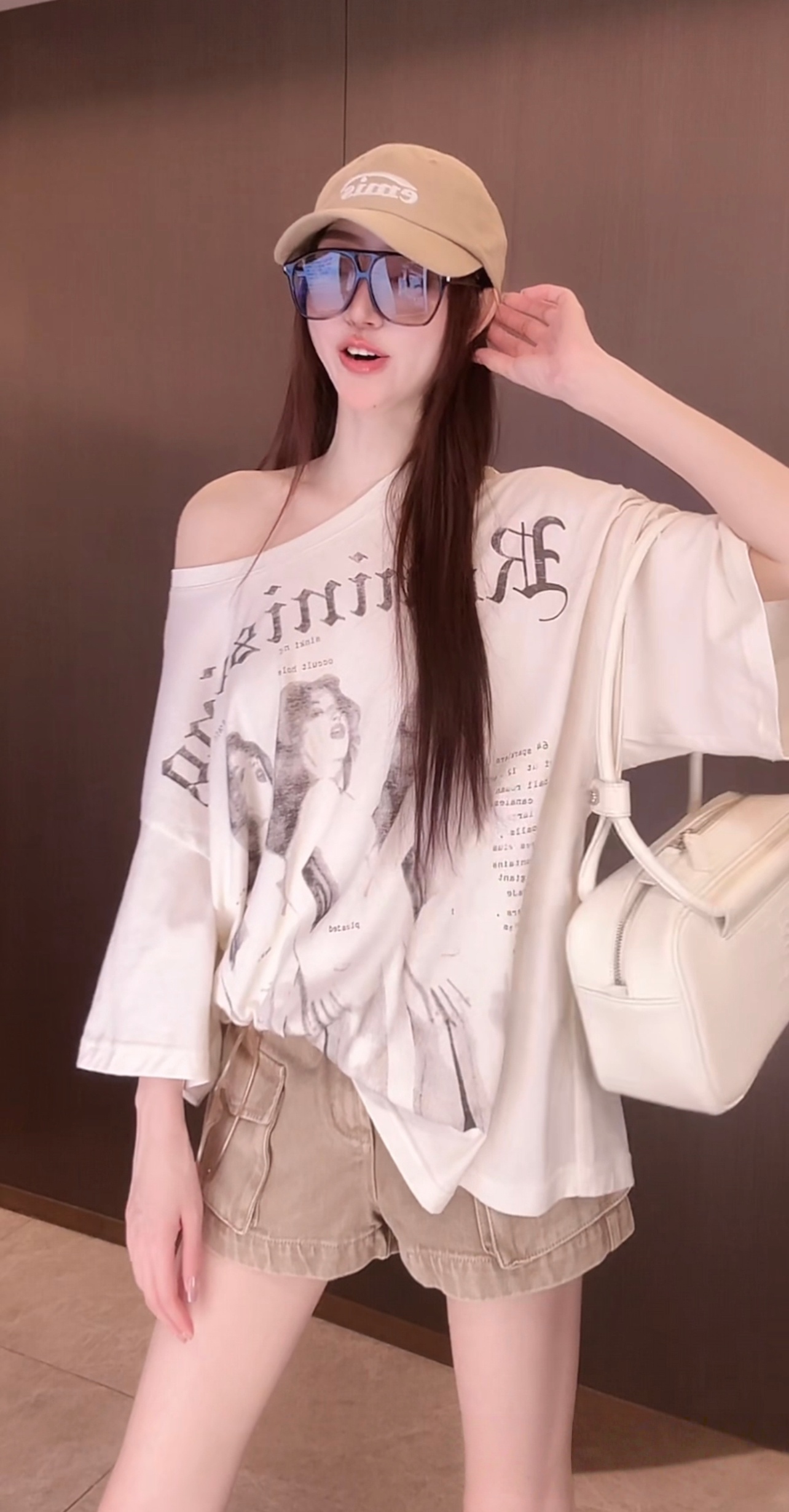 아메리칸 레트로 루즈핏 초상화 직분사 프린트 공예 티셔츠