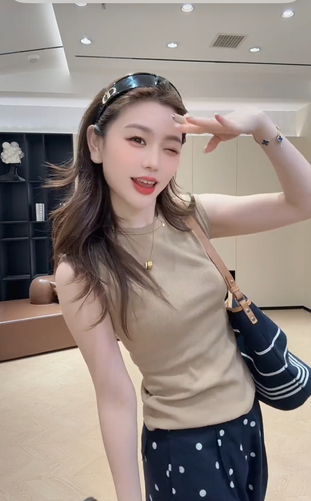 콩 추천 여름 허리밴드 도트 무늬 바지 외국 가스 루즈핏 세트