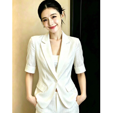 批发冰丝亚麻小西装短<b class='q'>外套</b>女春夏薄<b class='q'>大码</b>洋气外搭休闲西服开衫黑色上衣