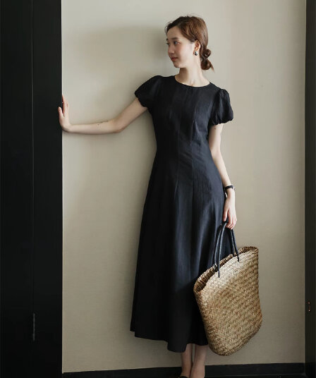lalaglow 우유 서리 복숭아 치마 몸 12 조각 서있는 자르다 주간 실크 양모 무거운 작업 광택 실 슬림해 보이는 여성 드레스 여름