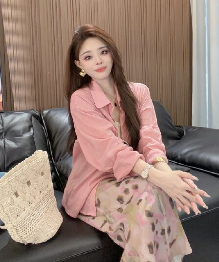 샤오 크릭 의류 여름 새로운 고급 센스 루즈핏 프랑스식 빛 요리 한 센스 캐주얼 바람 라미 셔츠