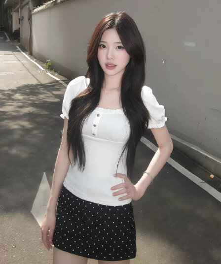 순수한 욕망 핫걸 바람 광장 칼라 거품 소매 티셔츠 여성 여름 착용 가져 가라. 고급 센스 몸매 가꾸기 슬림해 보이는 패션 투피스 슈트