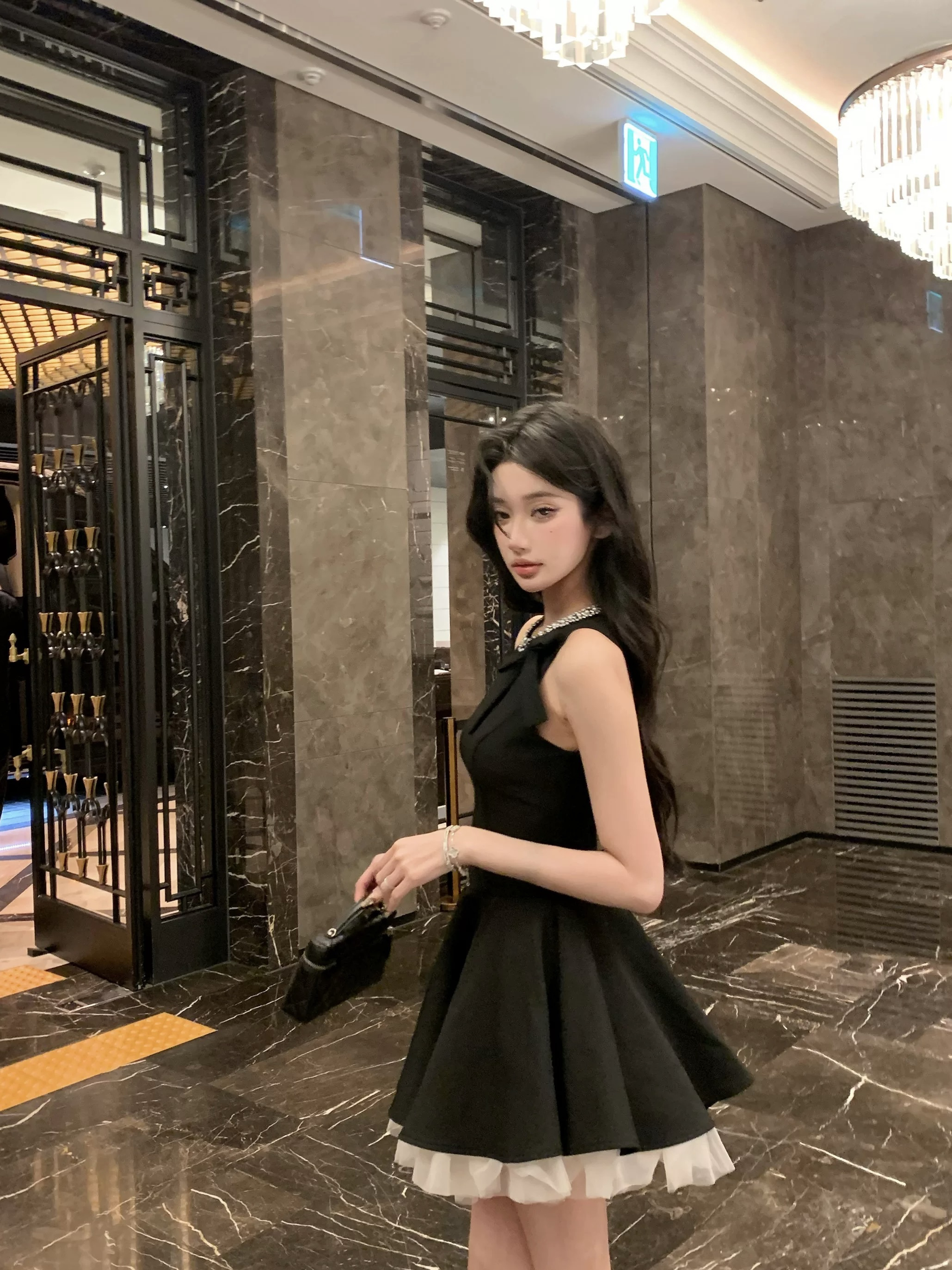 barb chill 밤의 연회 천 골드 스와로브스키 그는 벤 공주 드레스 여성 드레스 조끼 스커트 생일 예복 치마