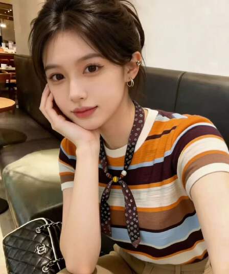 빛 요리 한 바람 스트라이프 배색 패치워크 라운드 넥 반팔 티셔츠 여성 2026 여름 새로운 몸매 가꾸기 슬림해 보이는 작은 대중 맨위