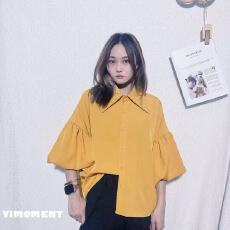 批发<b class='q'>欧美风</b>高级感泡泡袖衬衫女夏季宽松显瘦设计感小众百搭休闲上衣潮