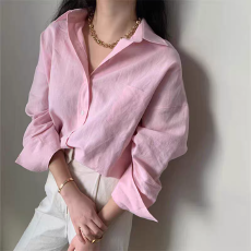 批发法式白色防晒<b class='q'>衬衫</b>女夏薄款宽松慵懒风长袖<b class='q'>衬衣</b>开衫外套棉麻上衣