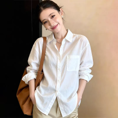 批发法式白色长袖老钱风<b class='q'>衬衫</b>女2026夏季新款薄款宽松<b class='q'>衬衣</b>外搭防晒上衣