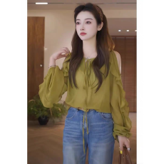 批发BOXUE绿柳天丝高级感休闲气质女装上衣#