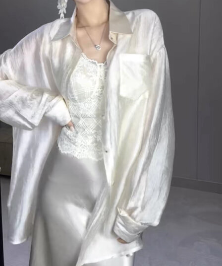 한 부서 느긋한 바람 얇은 스타일 자외선 차단 긴팔 여성 셔츠 여름 드레스 루즈핏 캐주얼 맨위