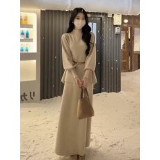 批发2026新款韩系慵懒风穿搭针织连衣裙子女早<b class='q'>春</b>季高级感收腰套装长裙