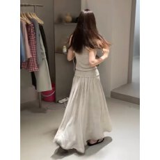批发2026新款法式高知得体吊带背心连衣裙子女夏季韩系慵懒风长裙套装