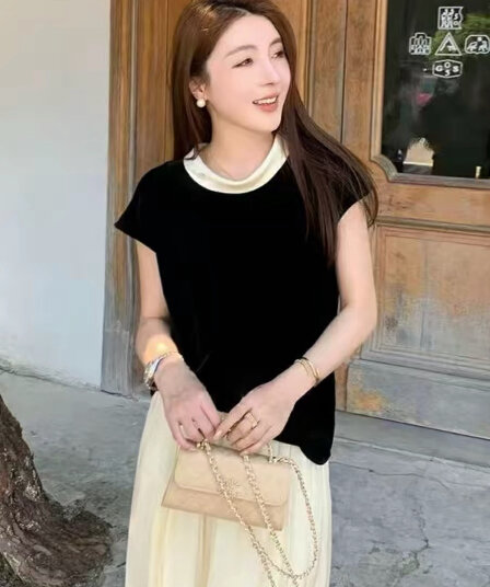 희 만 웨이 프라임 흰 그림 측면 디자인 센스 실크 벨벳 다용도 슬림해 보이는 반팔 맨위