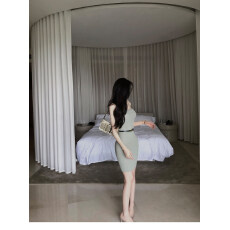 批发韩国徐徐啊心动crush纯欲抹胸弹力短裙心机<b class='q'>夜店</b>OL冰丝针织<b class='q'>连衣裙</b>