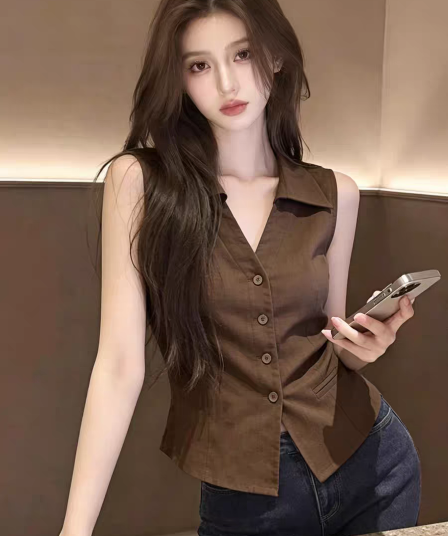 셔츠 여자 여름 디자인 센스 품격 여성 민소매 맨위