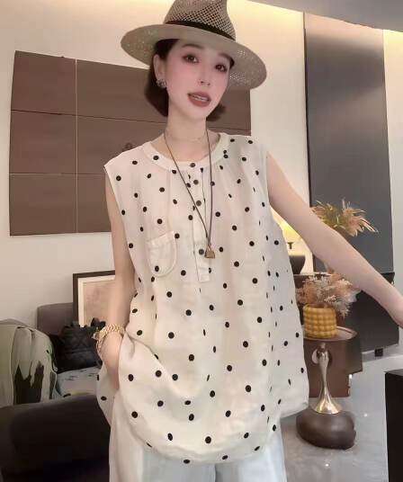 여름 새로운 아마 도트 무늬 빛 럭셔리 품격 다용도 드레스