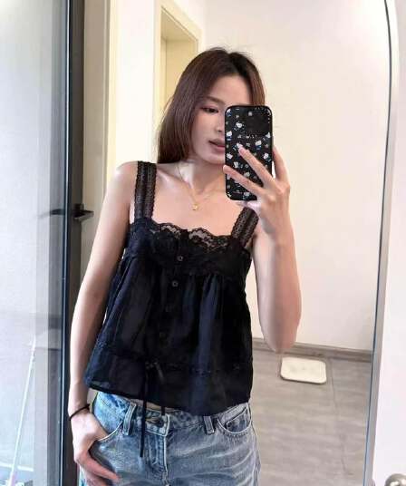 광장 칼라 민소매 캐미솔 2026 여름 새로운 맨위