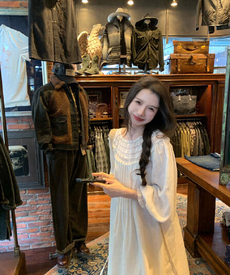센 부서 레이스 조각 이쑤시게 Pleat 3 차원 수공 Pleat 수 있습니다. 레이스업 편안한 루즈핏 에디션 드레스