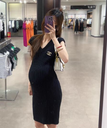 한국 arielle de pinto 출산 착용 이른 가을 홍콩 스타일 레트로 품격 드레스 몸매 가꾸기 타이트 스커트