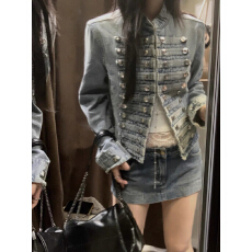 批发蓝色复古牛仔外套女薄款2026年春秋季新款今年流行爆款精致小香风