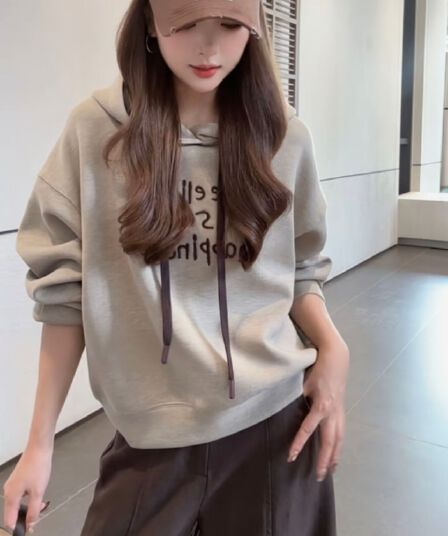 패션 캐주얼 루즈핏 작은 키 풀오버 후드 알파벳 후드티