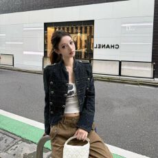 批发立领排扣牛仔短款外套女<b class='q'>秋</b>季小个子韩版显瘦气质百搭长袖夹克上衣