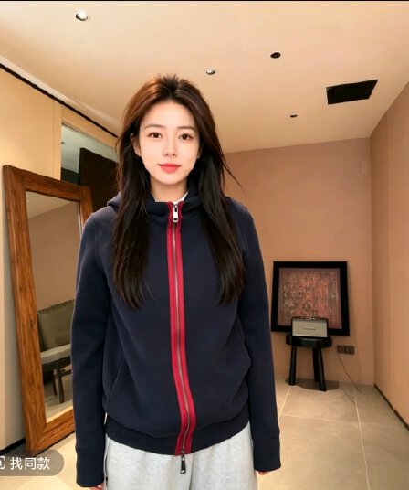 와니 안 진짜 착용 파이 m 홈 맞춤 원단 오리지널 디자인 배색 더블 지퍼 긴팔 후드 여성 코트