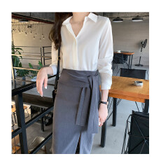 批发醋酸缎面<b class='q'>衬衫</b>女2026秋新款灰色上衣大学生面试通勤<b class='q'>职业</b>雾蓝色<b class='q'>衬衣</b>
