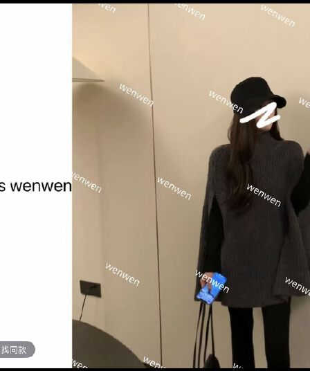 wen 가을 바람 마이크로 2026 가을 새로운 디자인 센스 반하이넥 니트 망토 스웨터
