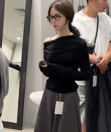 품격 전체 집합 ootd 착용 가져 가라. 2025 새로운 이른 가을 한 부서 보트넥 긴팔 맨위 낫 바지 투피스 세트