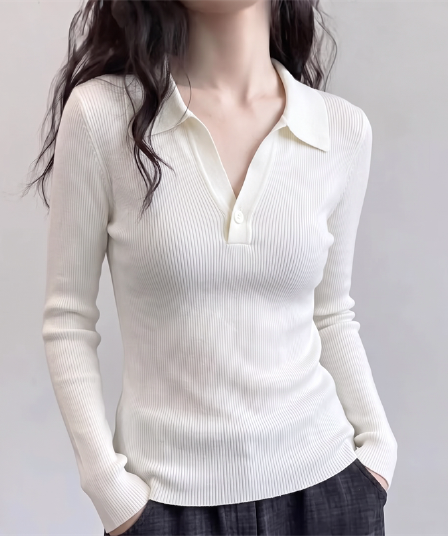 화이트 POLO 칼라 긴팔 니트 스웨터 인사이드 가져 가라. 가을 2026 새로운 빅 사이즈 여성 의류 지방 mm 몸매 가꾸기 티셔츠 맨위
