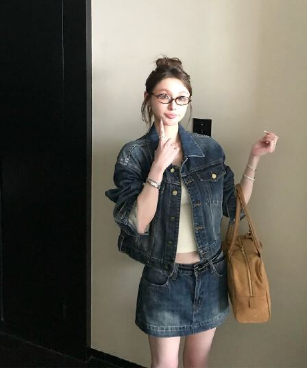 jeans suit 느슨함 타닌 절대적으로 훌륭함 비율 워싱 면 부드러운 반면 이 뼈 느슨함 자기 접촉 데님 세트