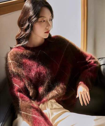 の 나나 보존 丨 높음 그램 무거운 당겨서 털 양모 스웨터 丨 다이아몬드 모양 그리드 자카드 양모 스웨터 가을