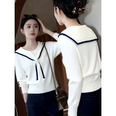 批发轻熟气质海军领秋<b class='q'>冬装</b>显瘦毛衣长袖上衣韩版百搭针织衫内搭新款