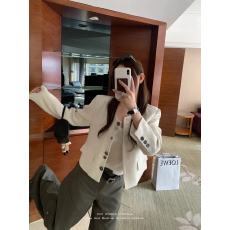 批发FCY studio白色无领休闲香风<b class='q'>外套</b>女2026秋季精致感短<b class='q'>外套</b><b class='q'>夹克</b>