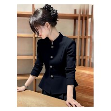 批发小香风高级感黑色西装外套<b class='q'>女</b>2026春秋季新款韩系通勤百搭<b class='q'>西服</b>上衣