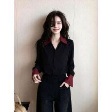 批发法式撞色<b class='q'>长袖</b><b class='q'>衬衫</b>女2026秋季新款高级感简约百搭通勤气质<b class='q'>衬衣</b>上衣
